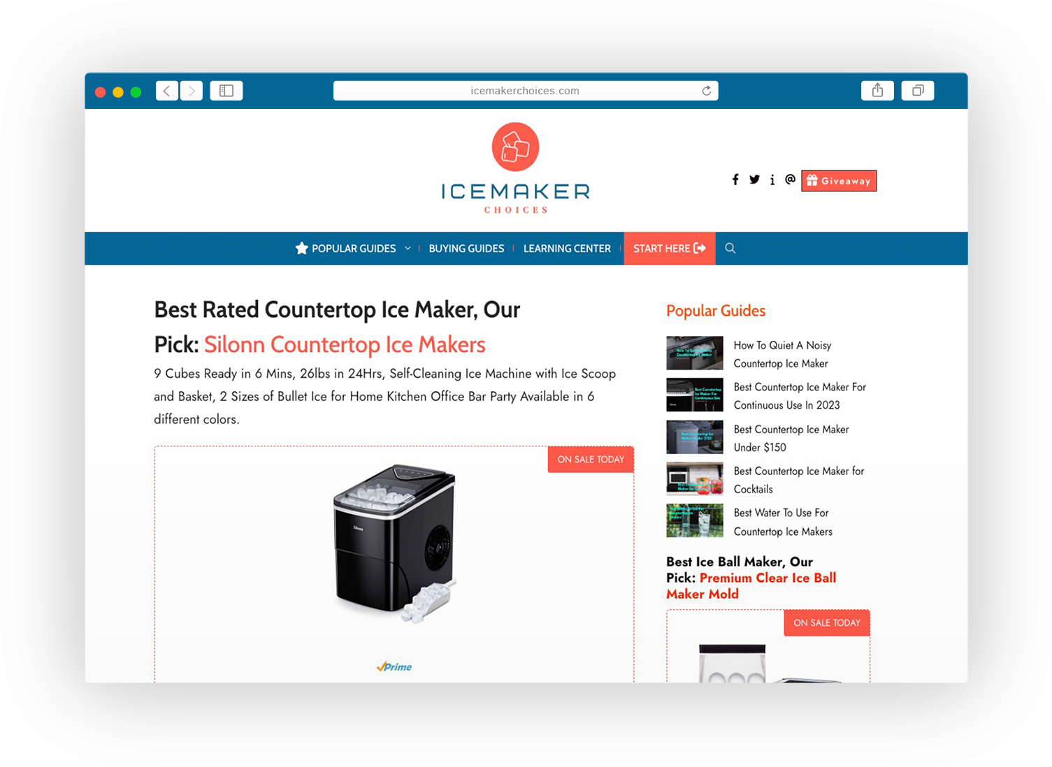 IceMakerChoices - A professionally designed affiliate website that promotes a range of ice Maker Appliances